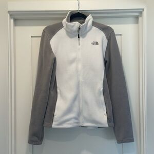 The North Face Northface Fleece Zip Up Jacket in Light Grey & White